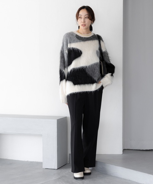 らるらる Elura（エルーラ） ニット セーター 抽象柄シャギーニット/621806