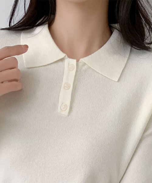 LOWO ニット セーター ポロニット ニット 長袖 トップス レディース 襟