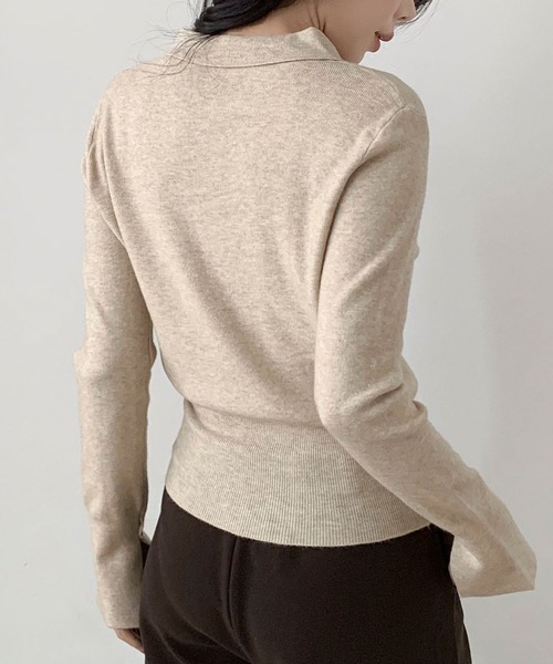 LOWO ニット セーター ポロニット ニット 長袖 トップス レディース 襟