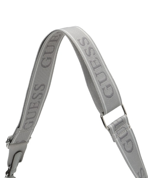 GUESS 2way レザーショルダー/ハンド 極美品 グレー ストラップ付 GUESS（ゲス） ショルダーバッグ バッグ MALEENA Convertible Top Zip