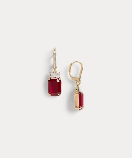 ピアス パヴェ ゴールドプレーテッド ストーン ドロップ ピアス レディースの画像
