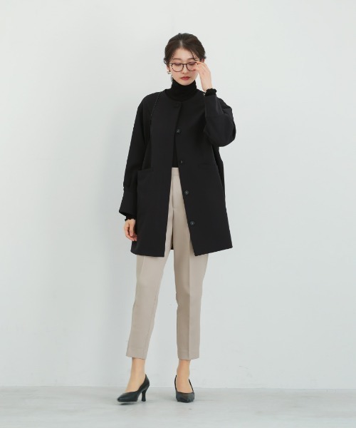 美品✨マーリエルカセット ビジュー　ノーカラーコート ブラック 13号 卒業式 入学式・卒業式・フォーマル】洗えるデザインノーカラーコート＜大きい