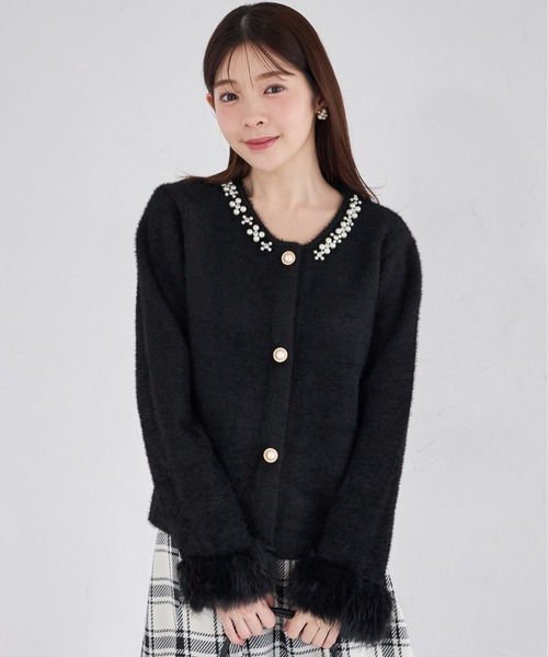 tocco closet ノーカラージャケット ブークレジャコット　ブラック トッコクローゼット tocco closet 取り外し可能な袖口ファー付き