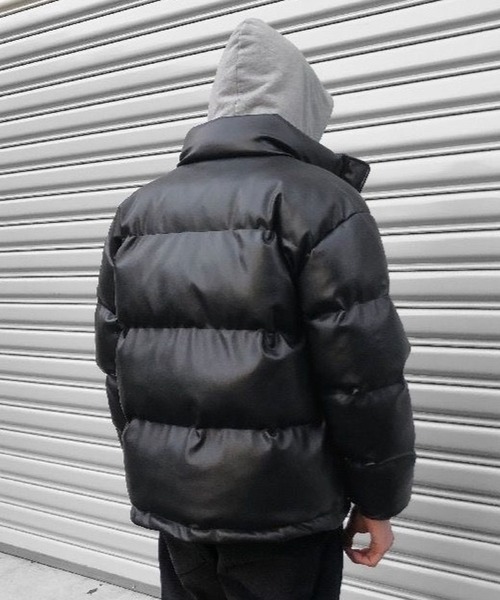 inst.ALL ダウンジャケット ダウン フェイクレザースタンド中綿