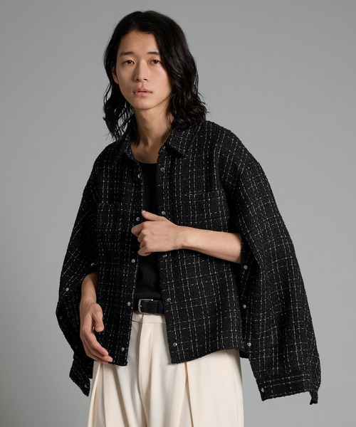 VELNUS シャツ 「VELNUS」Lame tweed 2way sleeve short shirt jacket VELNUS シャツ 「VELNUS」Lame tweed 2way sleeve short shirt jacket