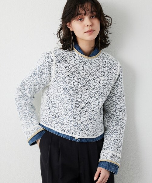 THE PAUSE ブラウス シャツ 「THE PAUSE」ボタニカルレースブラウス