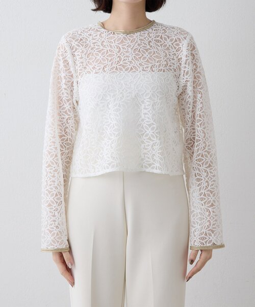 THE PAUSE ブラウス シャツ 「THE PAUSE」ボタニカルレースブラウス