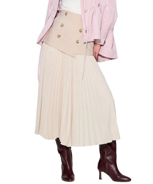 ロング スカート ソフトオックスプリーツスカート