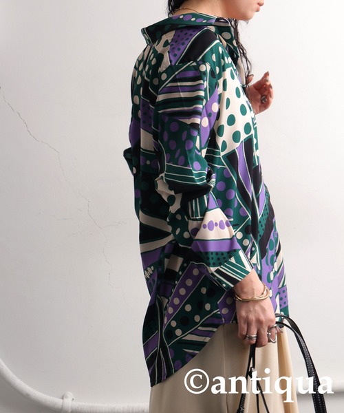 「antiqua」 長袖シャツ ONESIZE ブラック レディース_画像3