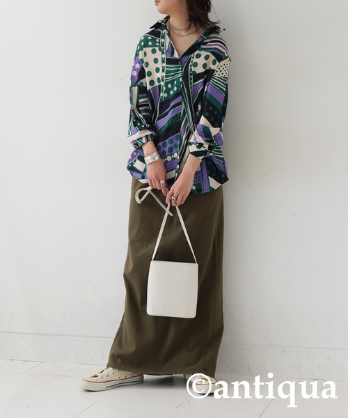 「antiqua」 長袖シャツ ONESIZE ブラック レディース_画像8