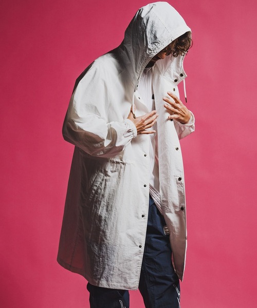 seventy seven コート ジャケット mj11347-nylon long hoodie coat