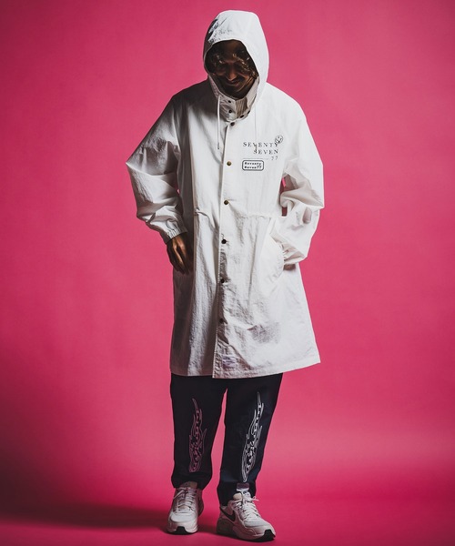 seventy seven コート ジャケット mj11347-nylon long hoodie coat