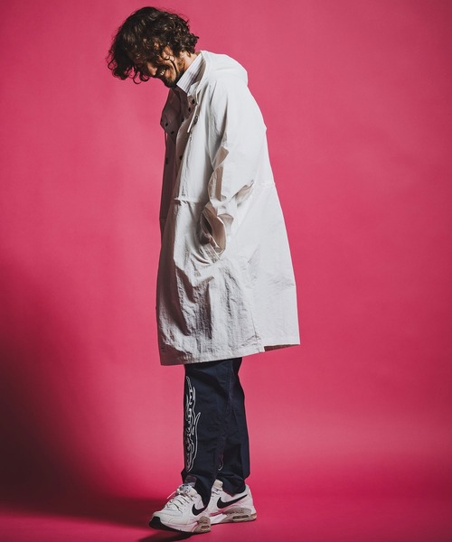 seventy seven コート ジャケット mj11347-nylon long hoodie coat