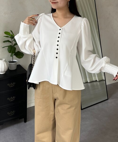 お値下げ中　myclozette cen.パフスリーブフレアブラウス　ブラック 000000000153-03.jpg?size=l&w=