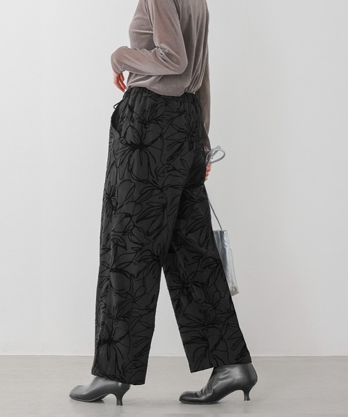 itto ワイドパンツ スラックス パンツ フロッキーフラワーワイド