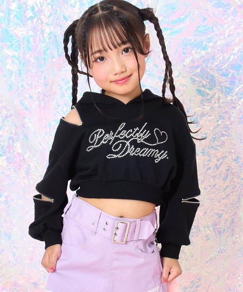 ANAP kids（アナップキッズ） ラインストーンロゴマルチジップデザイン