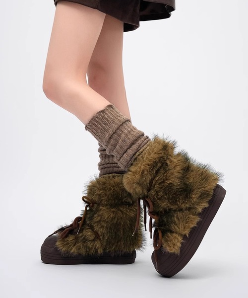 「MEMECLE」 ハイカットスニーカー S ブラウン レディース_画像7