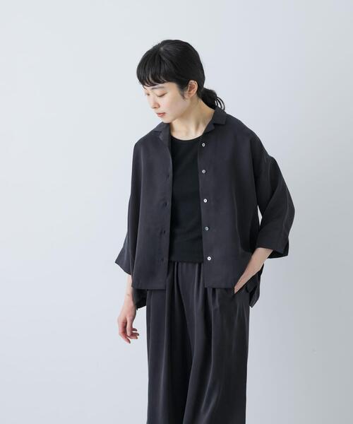 かぐれ ブラウス シャツ キュプラオープンカラーシャツ レディース