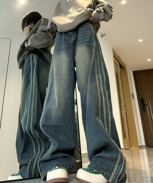 「CANVAS+」 デニムパンツ M ブルー レディース_画像3