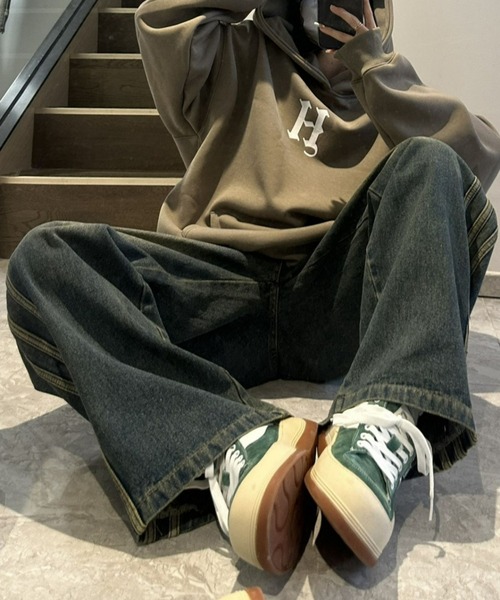 「CANVAS+」 デニムパンツ M ブルー レディース_画像7