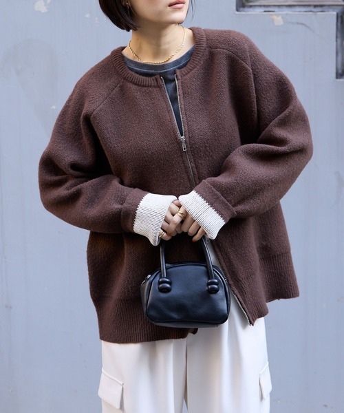 「MONO-MART」 ニットカーディガン M ブラック レディース_画像2