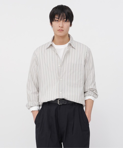 マーガレットハウエル　日本製　メンズ　ストライプシャツ　コットン MARGARET HOWELL（マーガレットハウエル） シャツ COTTON SILK STRIPE