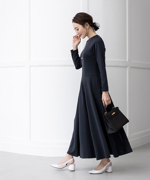 「ur's」 長袖ワンピース S ネイビー レディース_画像9