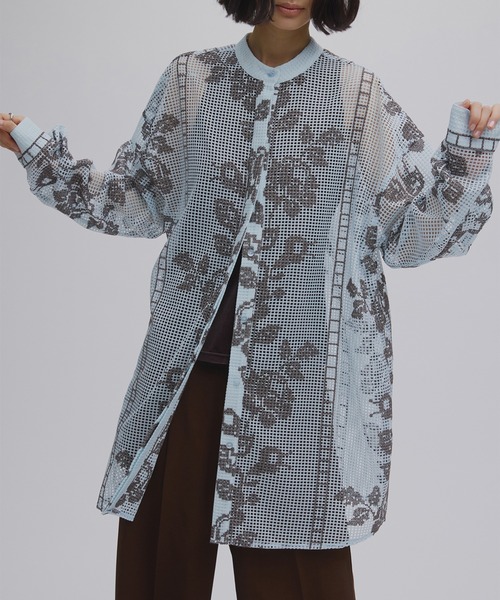 Ameri（アメリ） ブラウス シャツ MEDI CROSS STITCH LIKE SHIRT