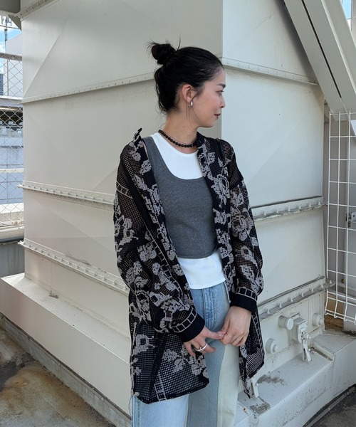 Ameri（アメリ） ブラウス シャツ MEDI CROSS STITCH LIKE SHIRT