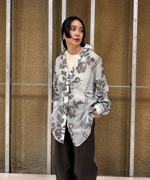 Ameri（アメリ） ブラウス シャツ MEDI CROSS STITCH LIKE SHIRT