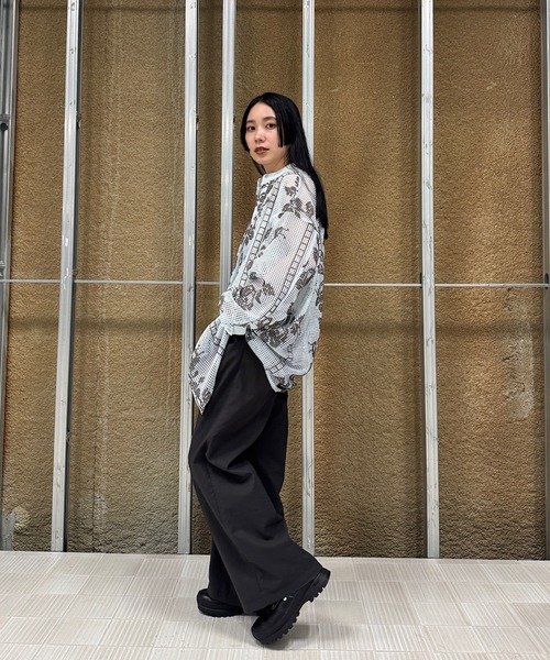 Ameri（アメリ） ブラウス シャツ MEDI CROSS STITCH LIKE SHIRT