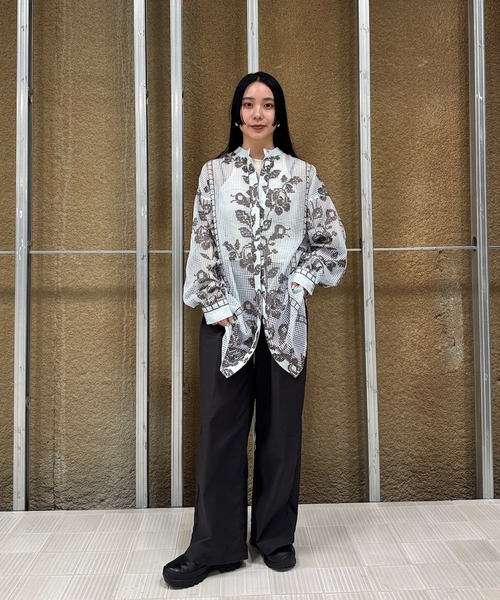 Ameri（アメリ） ブラウス シャツ MEDI CROSS STITCH LIKE SHIRT