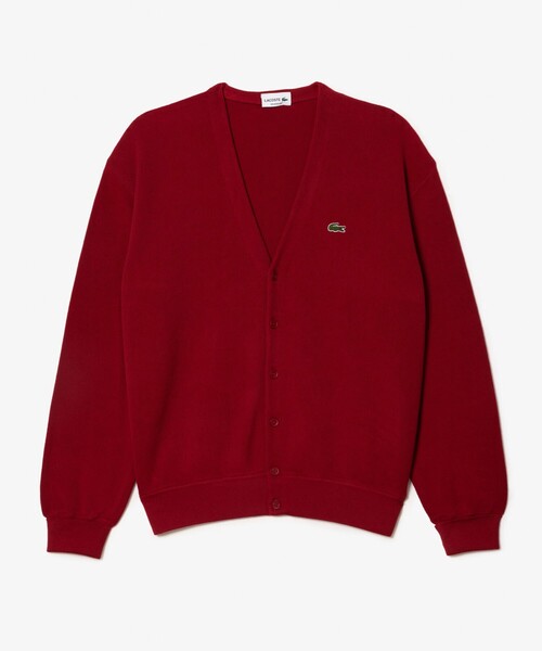 「LACOSTE」 ニットカーディガン 4 ライトブルー メンズの画像
