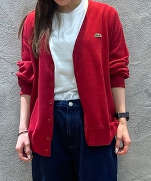「LACOSTE」 ニットカーディガン 4 ライトブルー メンズの画像