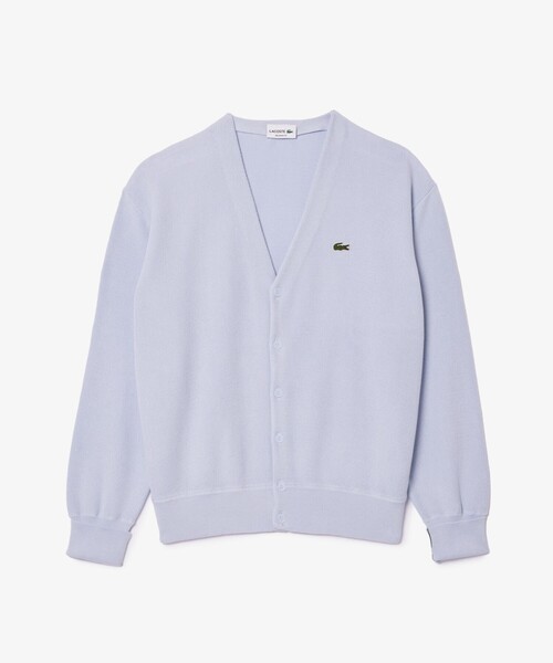 「LACOSTE」 ニットカーディガン 4 ライトブルー メンズの画像