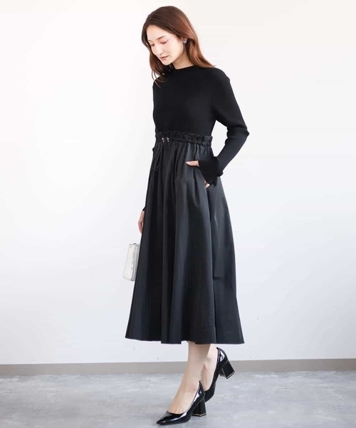「MK MICHEL KLEIN」 長袖ワンピース 38 ブラック レディース_画像4