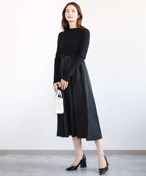 「MK MICHEL KLEIN」 長袖ワンピース 38 ブラック レディース_画像5
