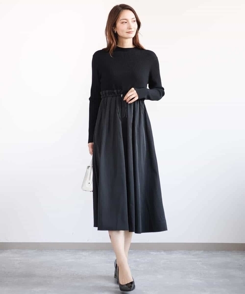 「MK MICHEL KLEIN」 長袖ワンピース 38 ブラック レディース_画像6