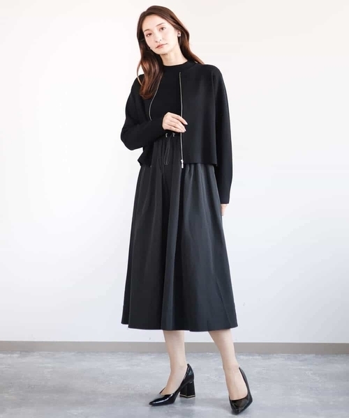 「MK MICHEL KLEIN」 長袖ワンピース 38 ブラック レディース_画像8