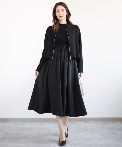「MK MICHEL KLEIN」 長袖ワンピース 38 ブラック レディース_画像9