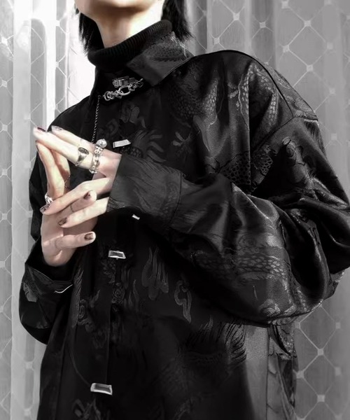 「JOHNNY WOLF」 長袖シャツ M ブラック メンズ_画像2