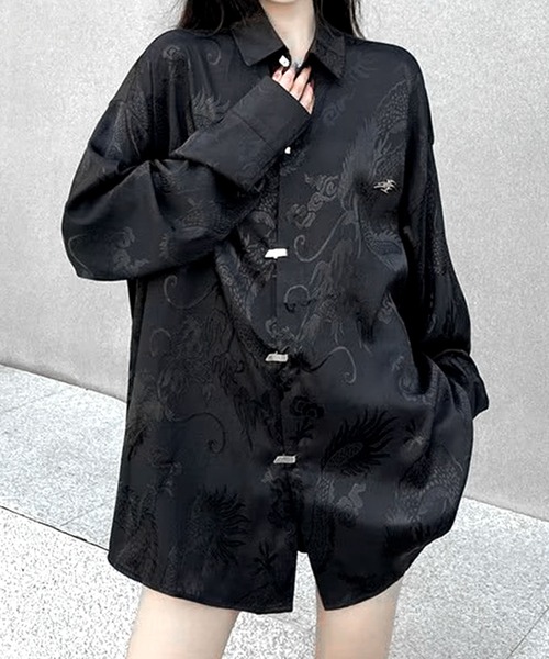 「JOHNNY WOLF」 長袖シャツ M ブラック メンズ_画像3