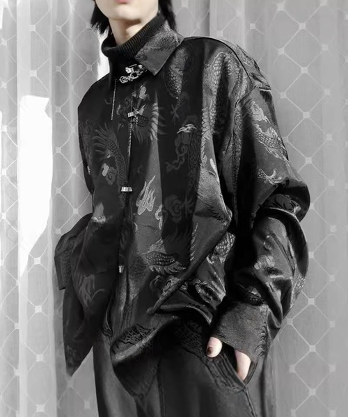 「JOHNNY WOLF」 長袖シャツ M ブラック メンズ_画像7