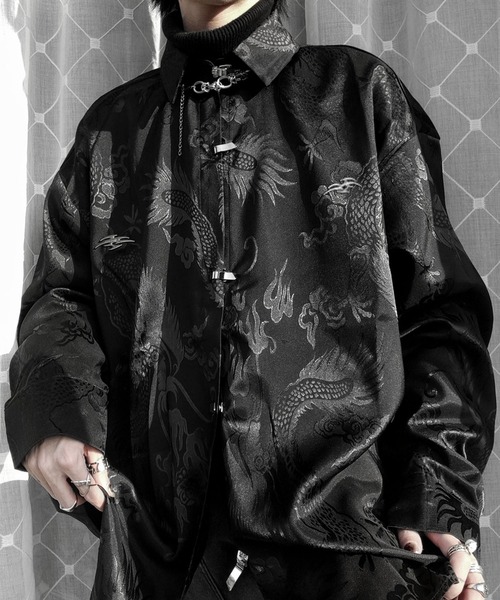「JOHNNY WOLF」 長袖シャツ M ブラック メンズ_画像8