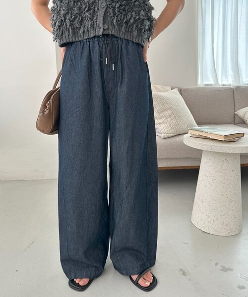 「DISCOAT」 デニムパンツ LARGE サックスブルー レディース_画像2