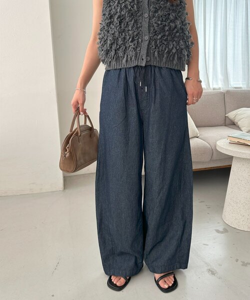 「DISCOAT」 デニムパンツ LARGE サックスブルー レディース_画像5