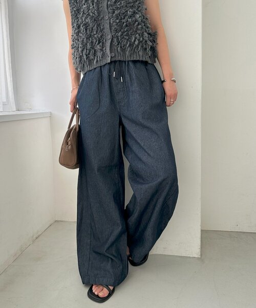 「DISCOAT」 デニムパンツ LARGE サックスブルー レディース_画像6