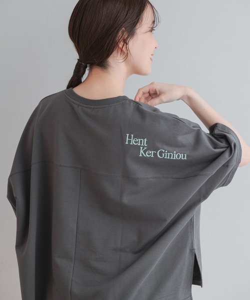 DESCENDANT ロゴ刺繍 半袖Tシャツ 3 チャコールグレー studio CLIP（スタディオクリップ） tシャツ 半袖 アソートロゴ刺繍