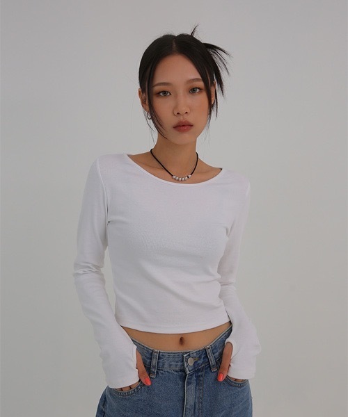 「BLACKUP」 長袖カットソー ONE SIZE グレー レディース_画像2