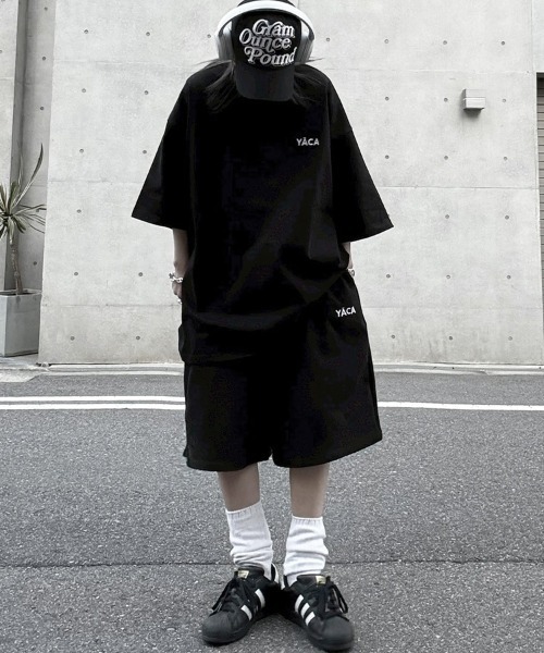 極美品 Z ZEGNA スウェット カーゴ ハーフ パンツ L ブラック YACA（ヤーカ） ワイドパンツ スウェットパンツ ジャージ Embroidery